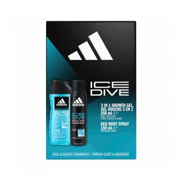 adidas Ice Dive Geschenkpackung Deo Body Spray 150ml Showergel 250ml