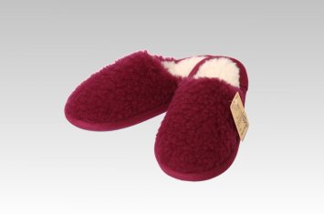 Hausschuhe Pantoffel Wolle farbig bordeaux linke