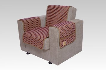 Husse Kombinierter Armlehnen- und Sesselschoner Wolle Noppen beige 150 cm x 50 cm + 2 mal 70 cm x 40 cm  mit 2 Taschen linke