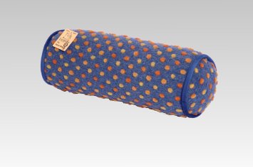 Kissenrolle Nackenrolle Wolle Noppen blau 42 x 14 cm linke