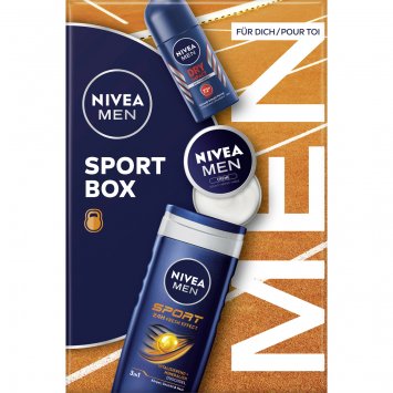 NIVEA MEN Sportbox Deo Roll on Pflegedusche Creme Geschenkset 3tlg