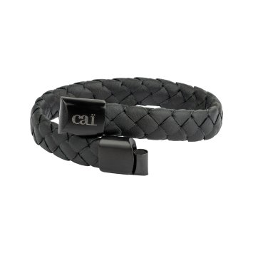 Armband Lederarmband geflochten schwarz 21cm