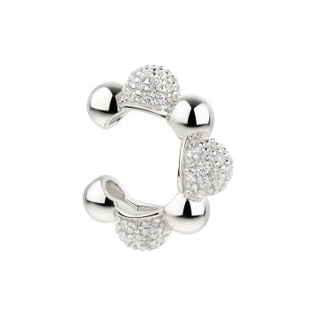 Ear Cuff 925 Sterling Silber rhodiniert mit weißem Zirkonia Bubble
