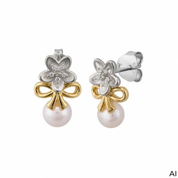 Ohrstecker 925/- Sterling Silber Tracht zweifarbig Perle
