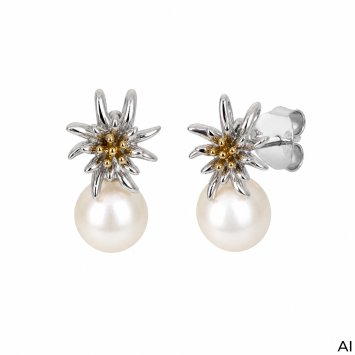 Ohrstecker 925/- Sterling Silber Tracht zweifarbig Perle
