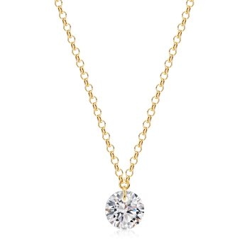 Collier 925/- Sterling Silber gelb vergoldet glanz Zirkonia weiß