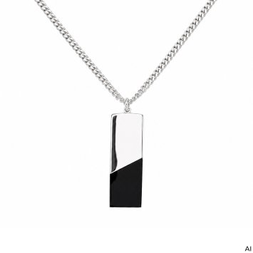 Halskette 925 Sterling Silber rhodiniert Onyx schwarz