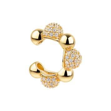 Ear Cuff 925 Sterling Silber vergoldet mit weißem Zirkonia Bubble