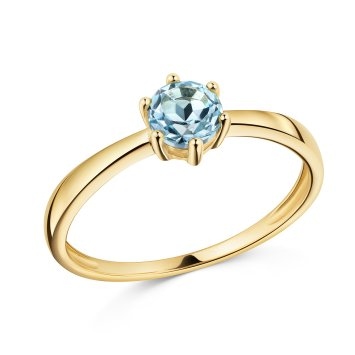 Ring 375 Gold Gelb Sky Blue Topas Solitär Blau