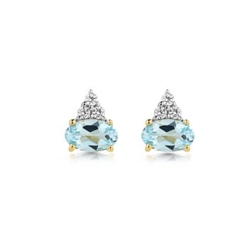 Ohrstecker 375 Gold Gelb Sky Blue Topas blau Zirkonia Ohrstecker