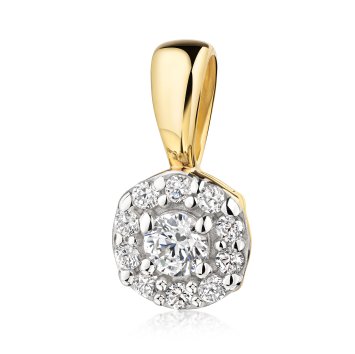 Anhänger 375 Gold Gelb Zirkonia Halo Zirkonia Anhänger