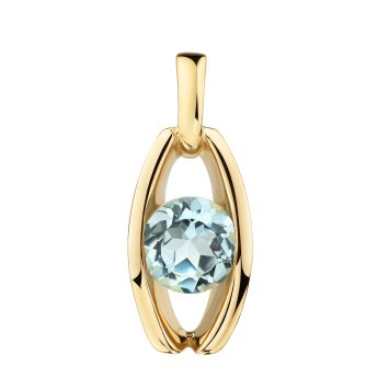 Anhänger 375 Gold Gelb Sky Blue Topas Offen Oval Anhänger
