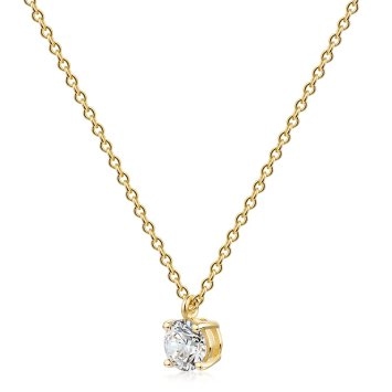 Anhänger mit Kette 375 Gold Gelb Zirkonia Ankerkette verstellbar 42 - 45cm