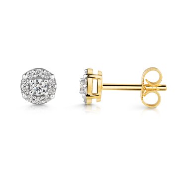 Ohrstecker 375 Gold Gelb Zirkonia Halo Zirkonia Ohrstecker