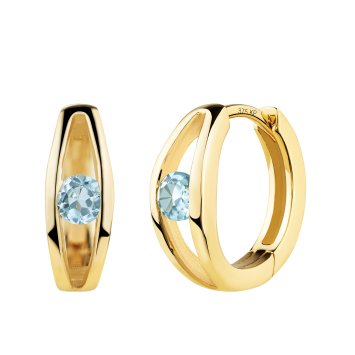 Creole 375 Gold Gelb Sky Blue Topas Creolen