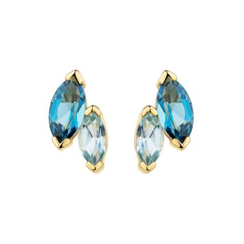 Ohrstecker 375 Gold Gelb London Blue Topas Sky Blue Topas Ohrstecker