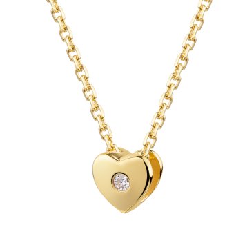 Collier 375 Gold Gelb Diamant 0,01ct Herz Collier 42/45 cm