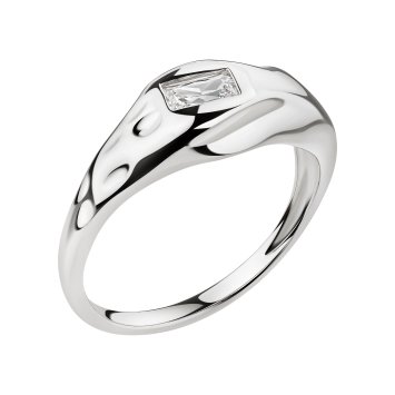 Ring Silber 925 rhodiniert mit weißem Baguette-Zirkonia