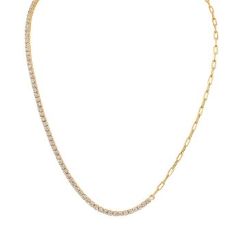 Halskette 925 Sterling Silber vergoldet Tennis Zirkonia