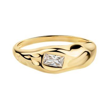 Ring Silber 925 vergoldet mit weißem Baguette-Zirkonia Amorph