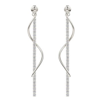 Ohrringe 925 Sterling Silber rhodiniert Zirkonia zweiteilig