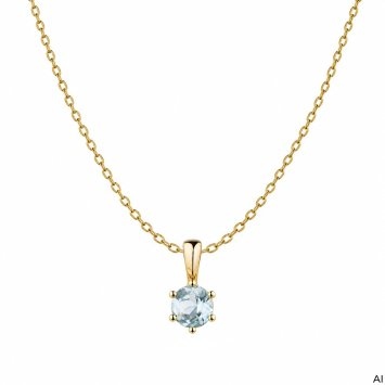 Anhänger mit Kette 375 Gold Gelb Sky Blue Topas Rund Anhänger mit Kette 45cm