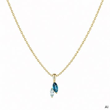 Anhänger mit Kette 375 Gold Gelb London Blue Topas Sky Blue Topas Anhänger mit Ankerkette 42 cm