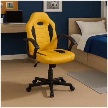 Schreibtischstuhl Junior höhenverstellbar ergonomischer Drehstuhl Gelb
