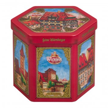 Wicklein Sechseck Dose Nürnberger Oblaten Lebkuchen mit Nüssen 200g