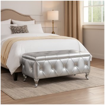 Gepolsterte Sitzbank mit Truhe Maribella Silber