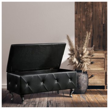 Gepolsterte Sitzbank mit Truhe Maribella Schwarz
