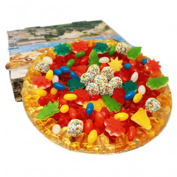 Fruchtgummi Weihnachtspizza im Pizzakarton luftdicht verschweißt 500g