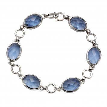Armband 925 Silber rhodiniert Quarz blau (beh.)