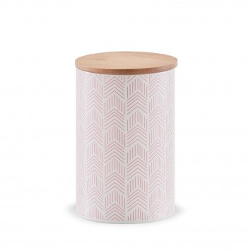Vorratsdose Metall mit Holzdeckel gemustert 1000 ml