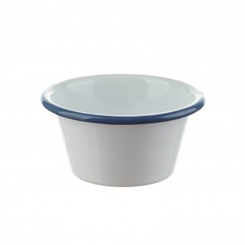 Emailleschale weiß-blau Retro