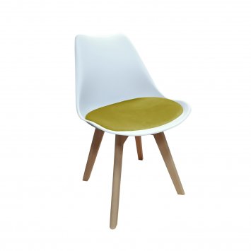 Esszimmerstuhl Samt Atlanta Weiß/Curry