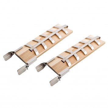 Flammlachsbrett 2er Set Holzplanke / Edelstahl