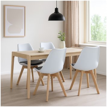 Esszimmerstuhl Samt 4er Set Atlanta Weiß/Hellgrau