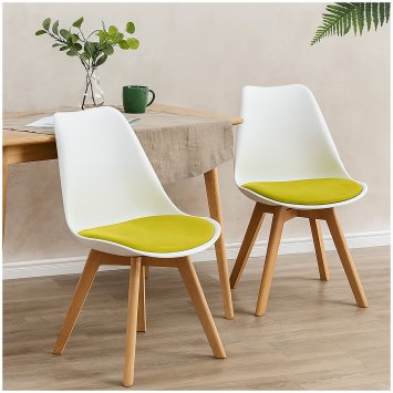 Esszimmerstuhl Samt 2er Set Atlanta Weiß/Gelb