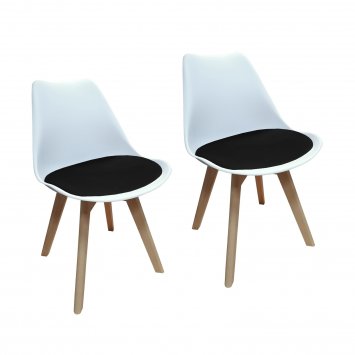 Esszimmerstuhl Samt 2er Set Atlanta Weiß/Schwarz