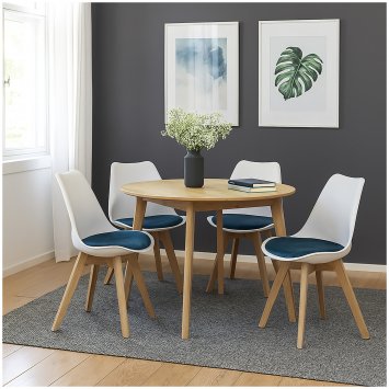 Esszimmerstuhl Samt 4er Set Atlanta Weiß/Blau