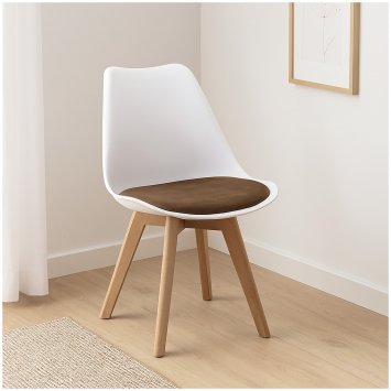 Esszimmerstuhl Samt Atlanta Weiß/Braun