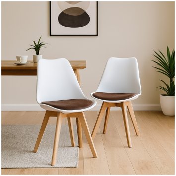 Esszimmerstuhl Samt 2er Set Atlanta Weiß/Braun