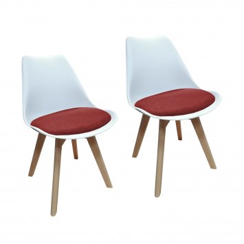 Esszimmerstuhl 2er Set Atlanta Weiß/Rot