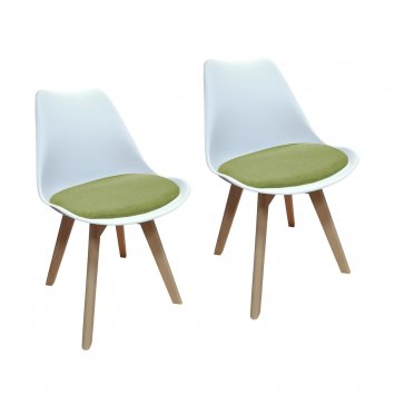 Esszimmerstuhl 2er Set Atlanta Weiß/Grün