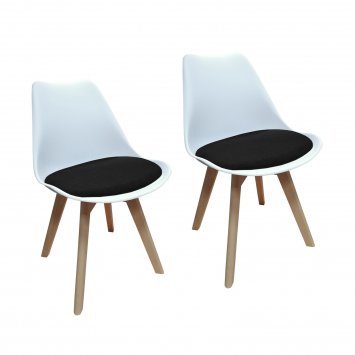 Esszimmerstuhl 2er Set Atlanta Weiß/Schwarz