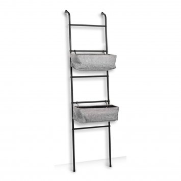 Leiter-Regal, Metall/Stoff mit Ablagen