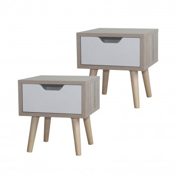 Nachttisch 1 Schublade 2er-Set Thekla Sonoma Weiß