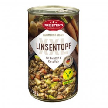 Dreistern veganer Linsentopf mit Karotten und Kartoffeln 1200g