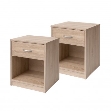 Nachtschrank mit 1 Schublade 2er-Set Nina Sonoma